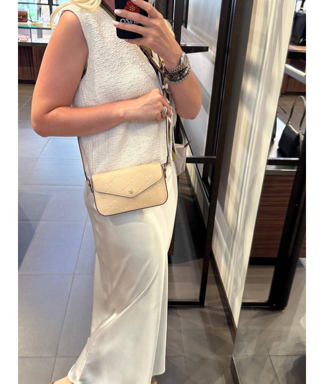 GUCCI Бежевая кожаная сумка через плечо, фото 7