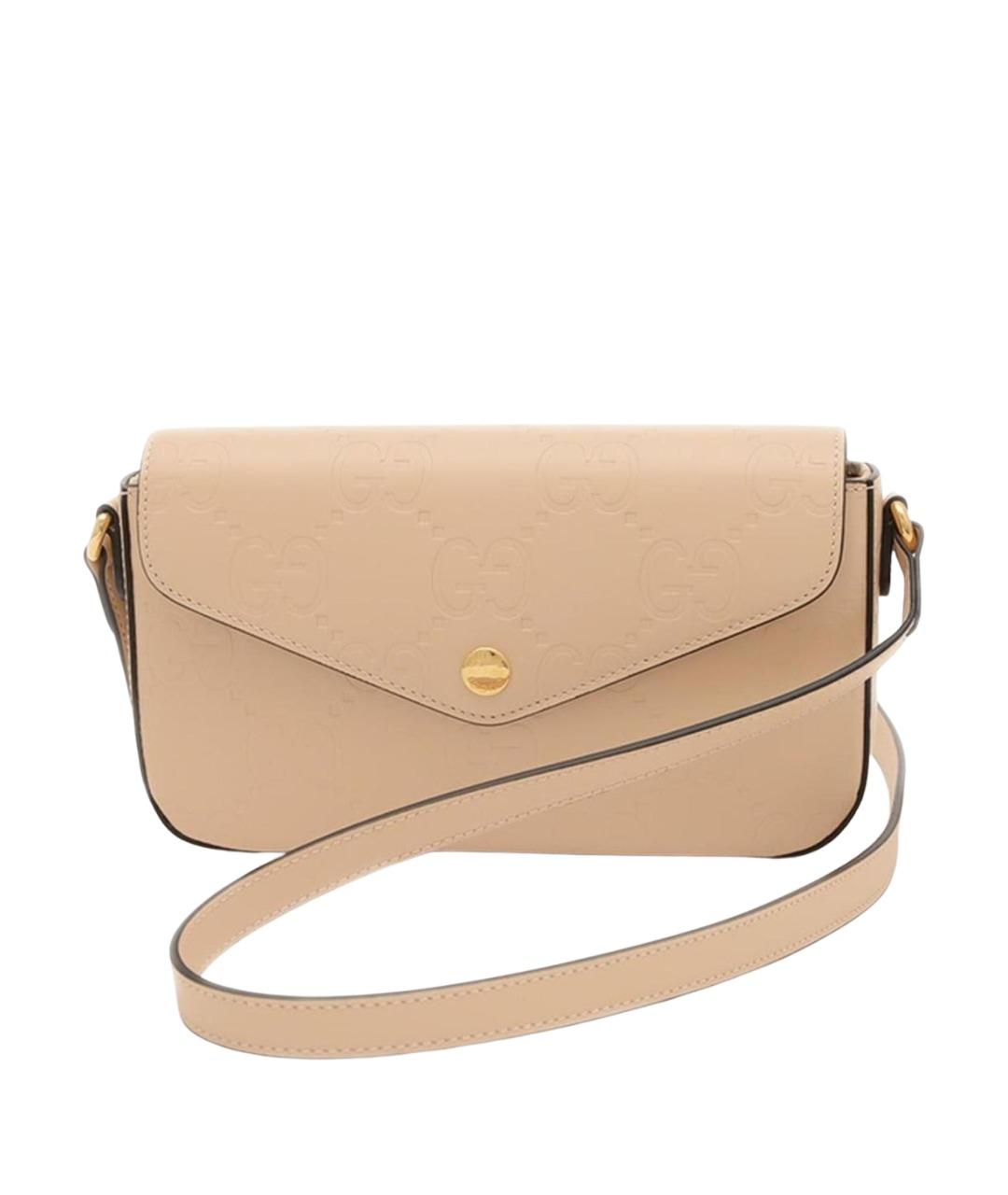 GUCCI Бежевая кожаная сумка через плечо, фото 1