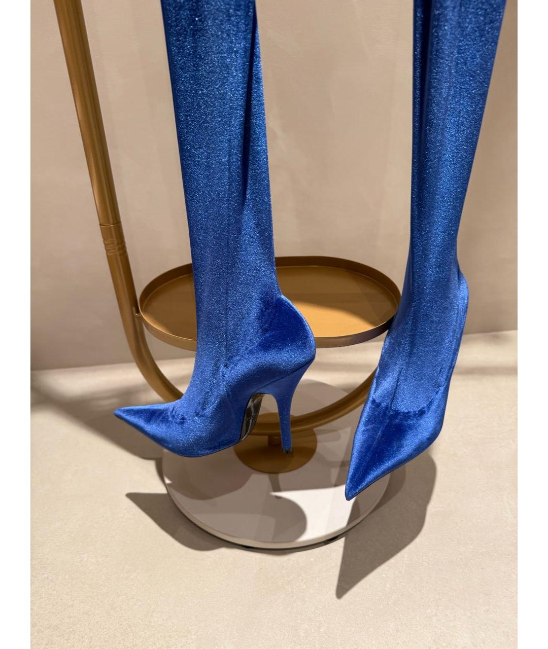 BALENCIAGA Синие бархатные сапоги, фото 8