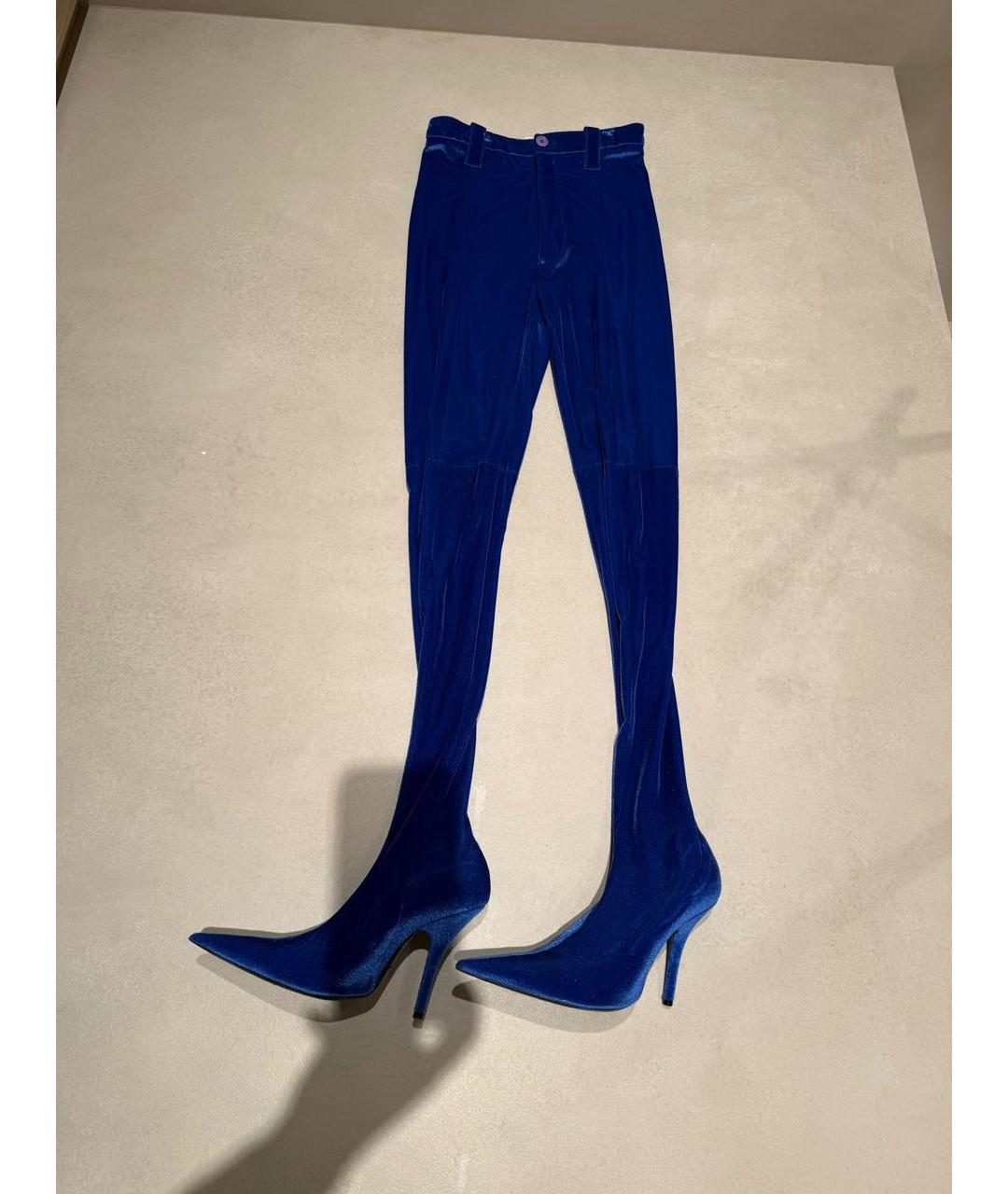 BALENCIAGA Синие бархатные сапоги, фото 4