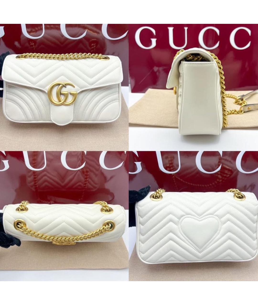 GUCCI Белая кожаная сумка через плечо, фото 2