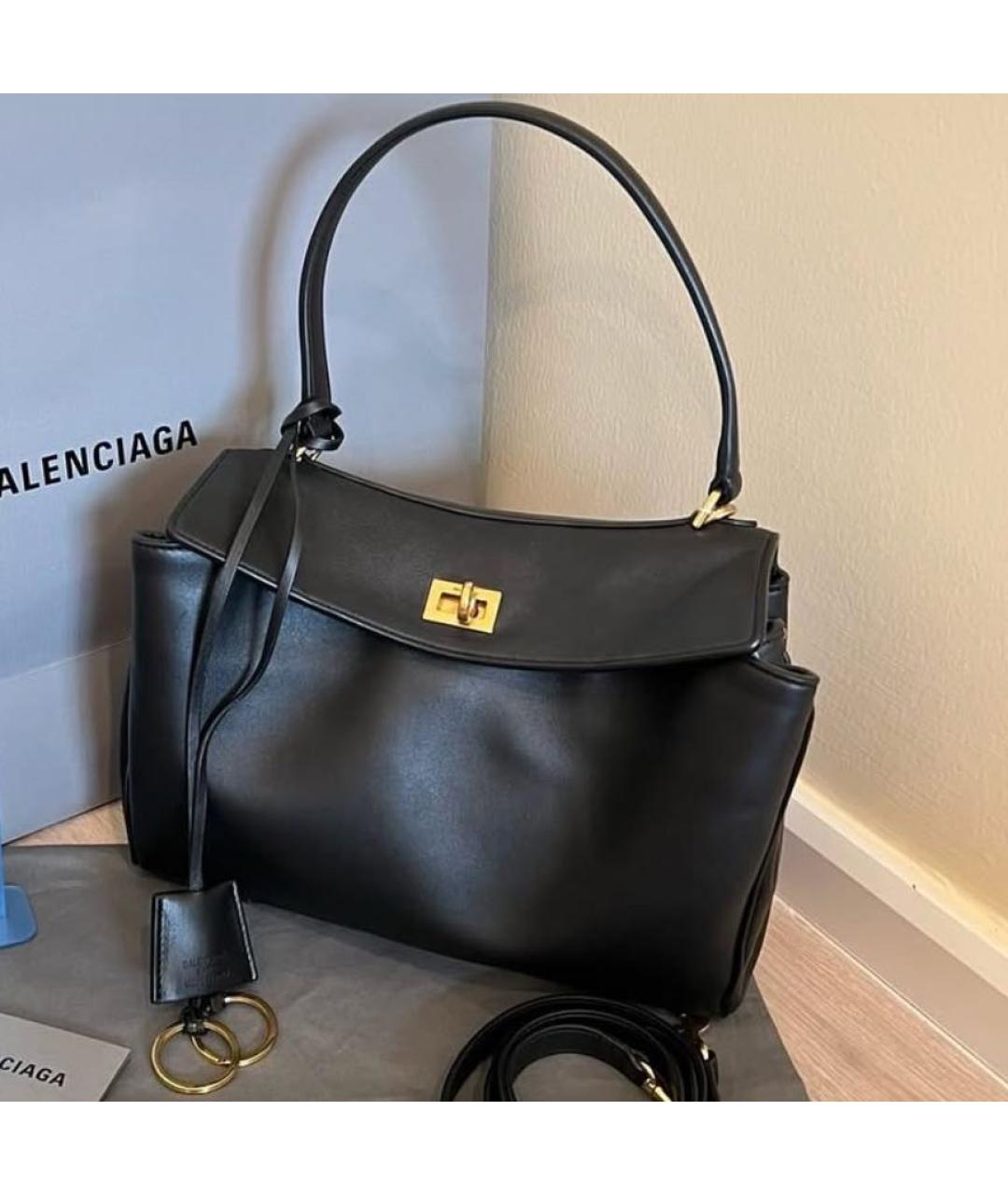 BALENCIAGA Черная кожаная сумка через плечо, фото 2