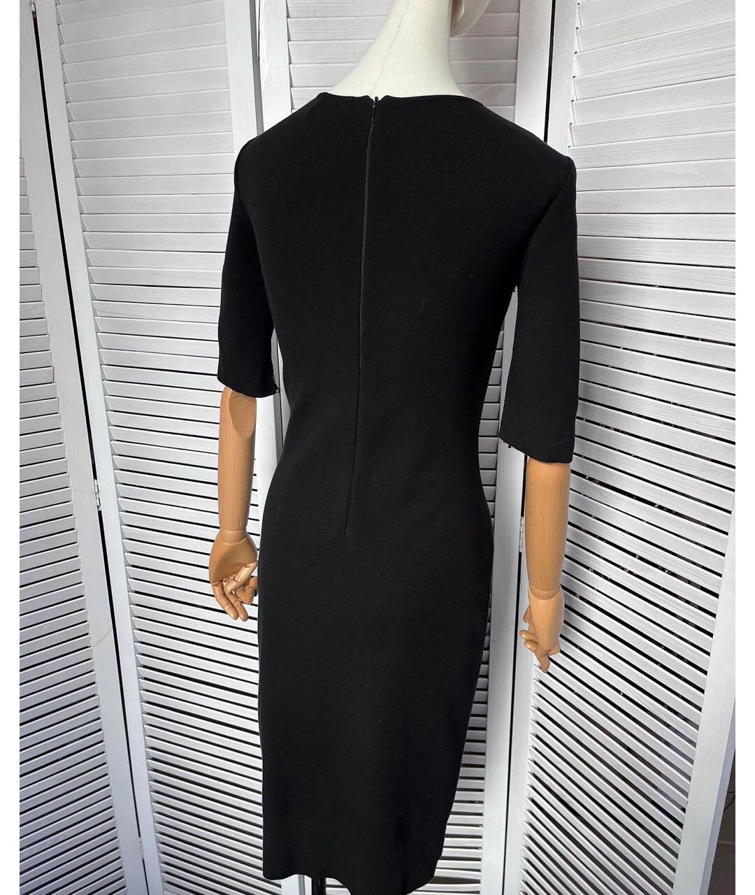 EMANUEL UNGARO Черное хлопко-эластановое повседневное платье, фото 3