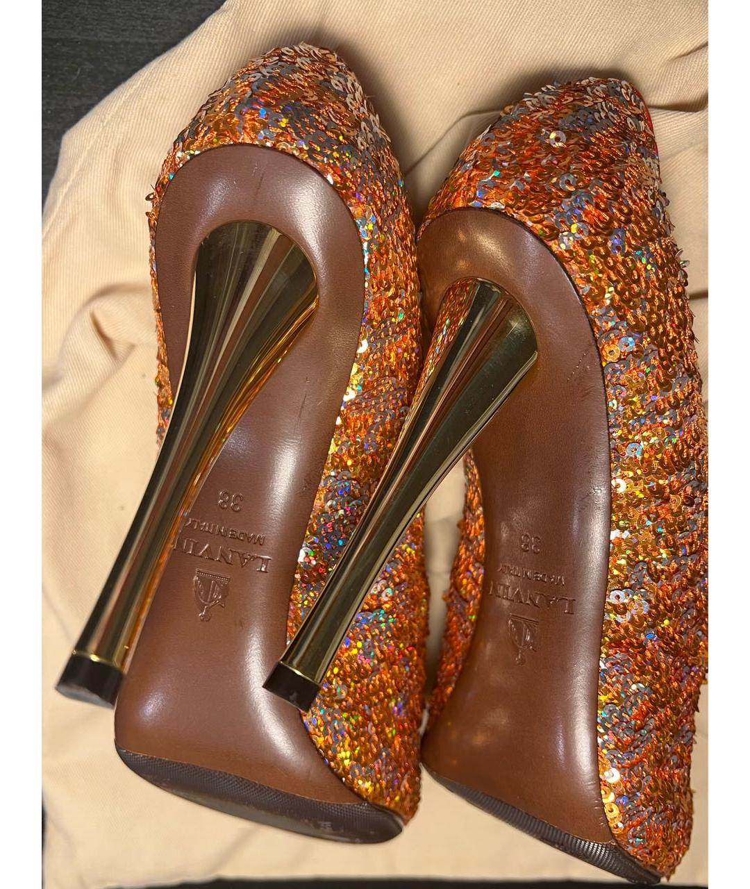 LANVIN Оранжевое кожаные туфли, фото 5