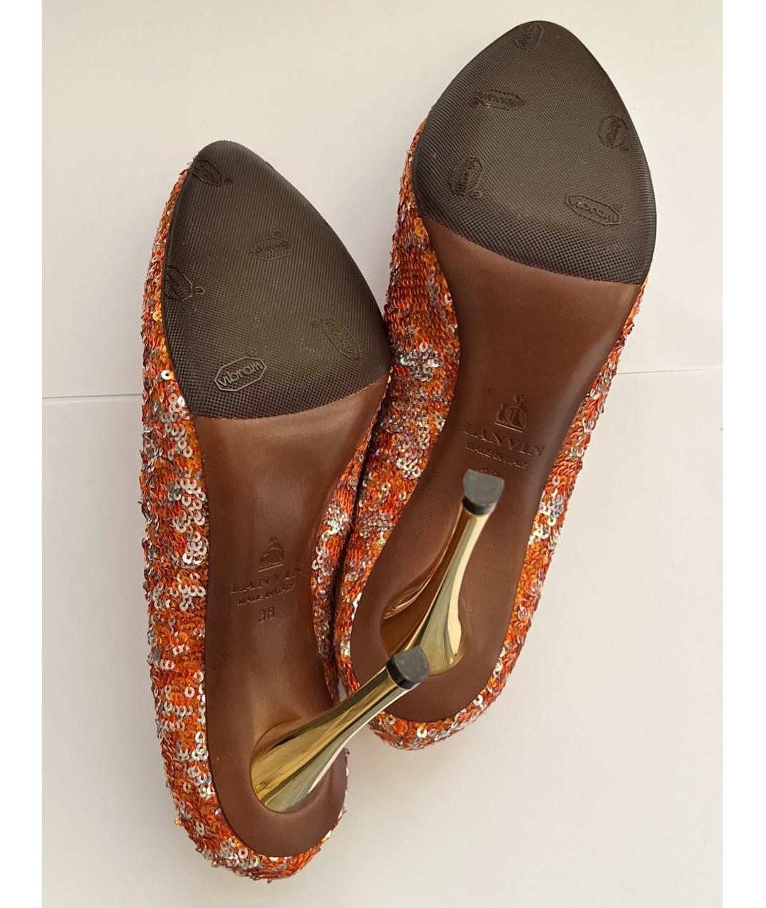 LANVIN Оранжевое кожаные туфли, фото 7