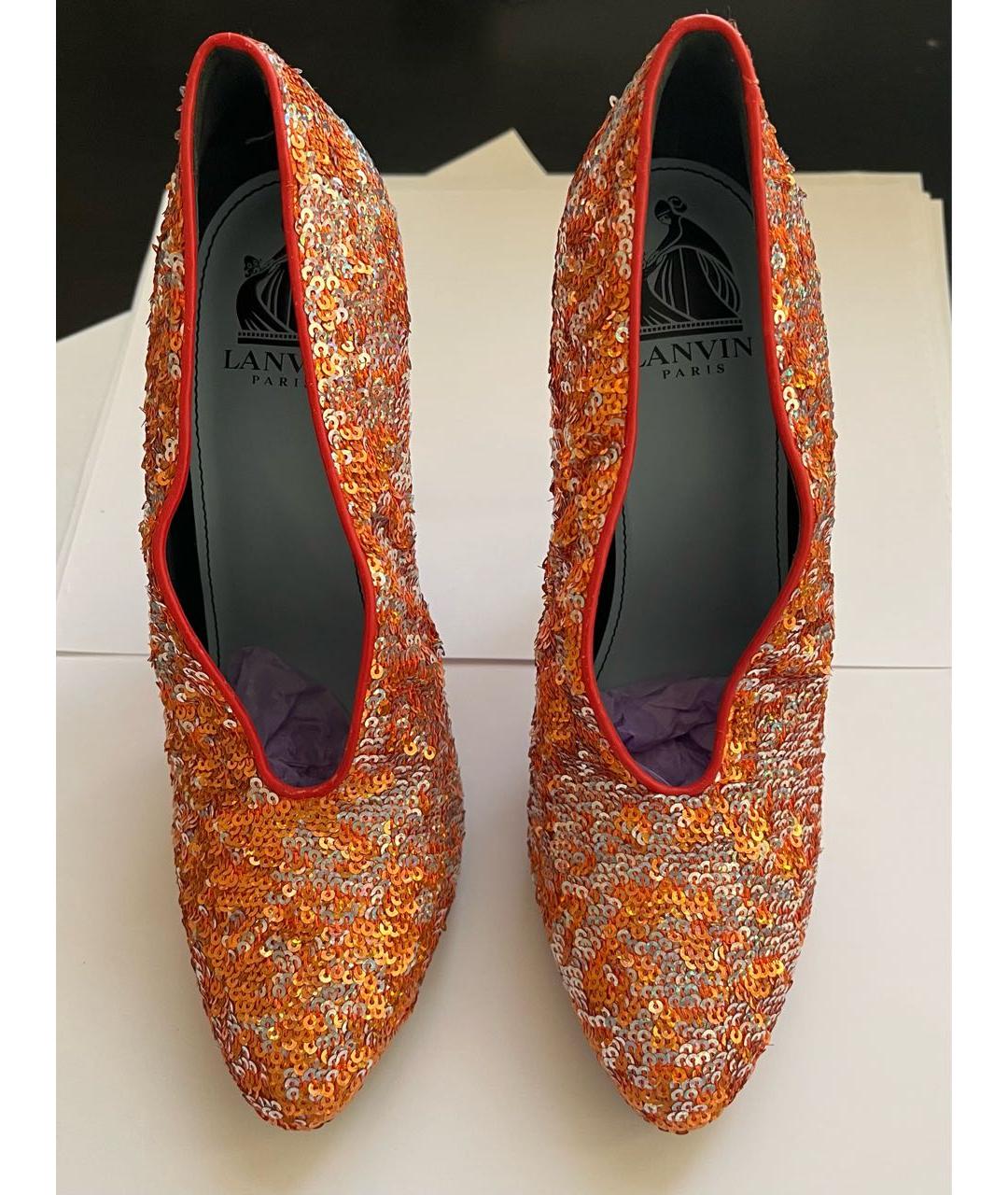 LANVIN Оранжевое кожаные туфли, фото 2