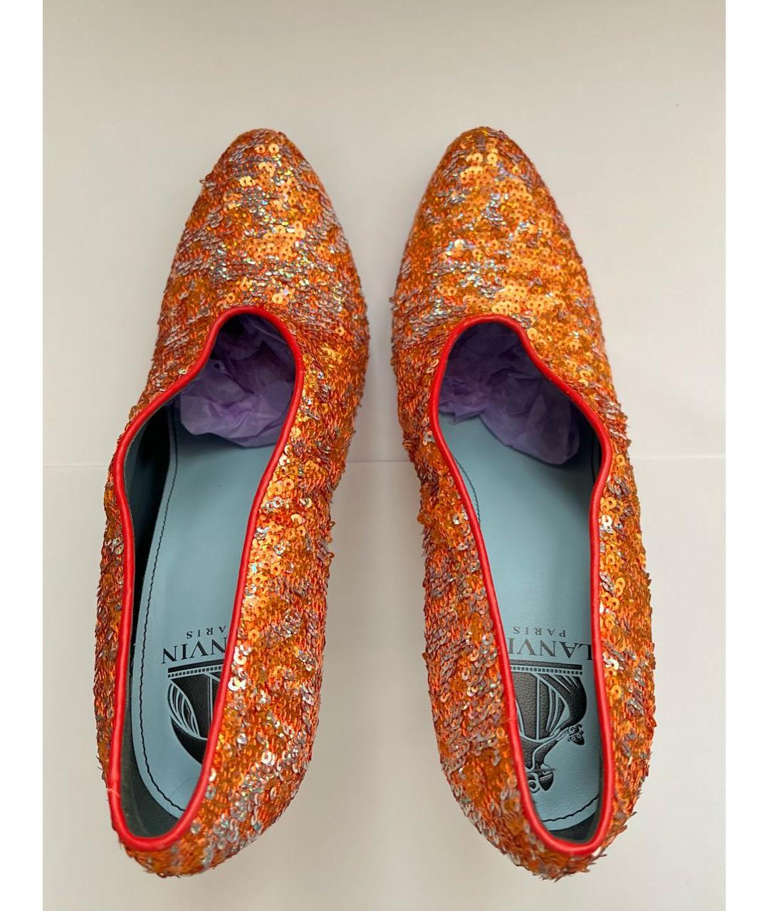 LANVIN Оранжевое кожаные туфли, фото 3