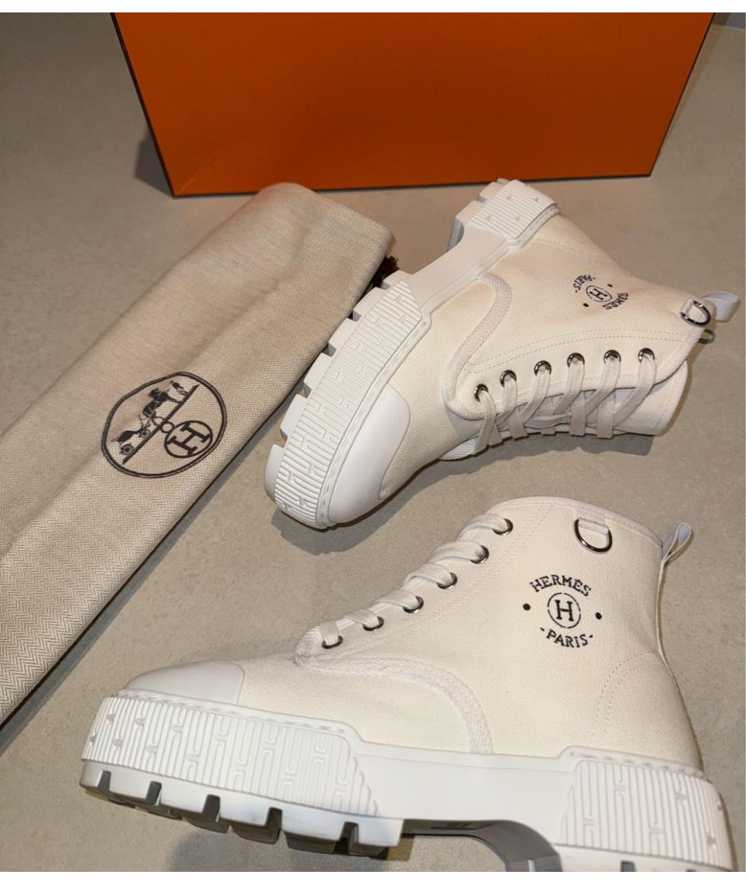 HERMES Белые текстильные ботинки, фото 6