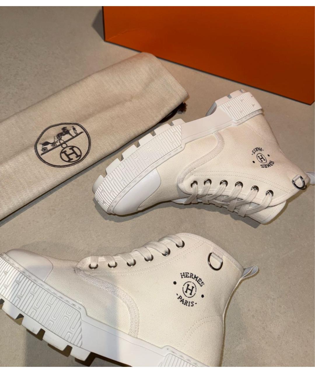 HERMES Белые текстильные ботинки, фото 4