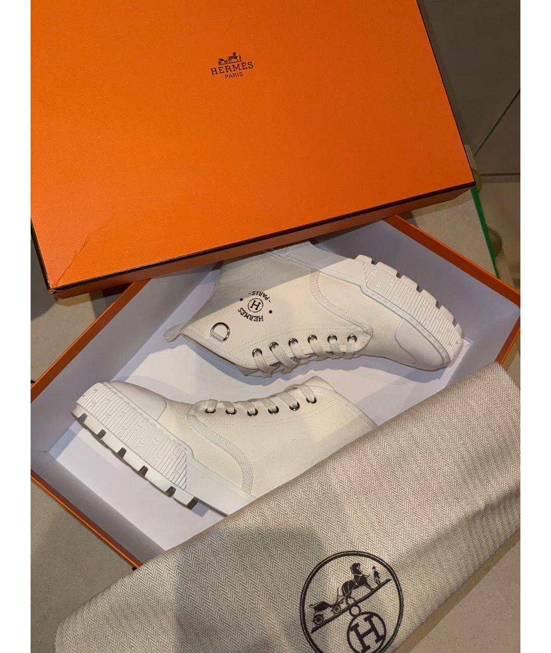 HERMES Белые текстильные ботинки, фото 2