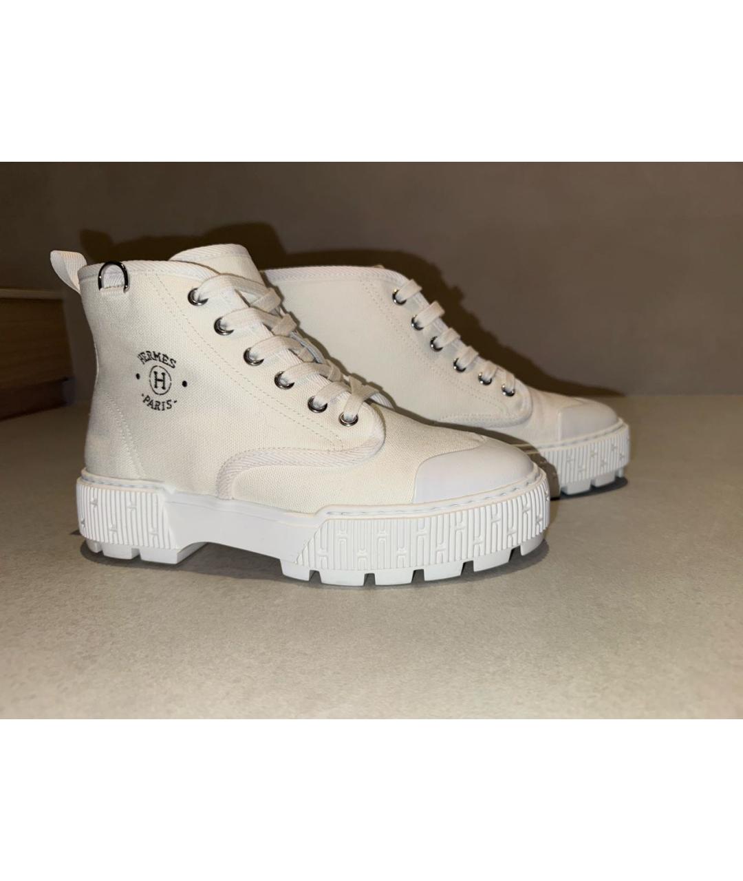 HERMES Белые текстильные ботинки, фото 8