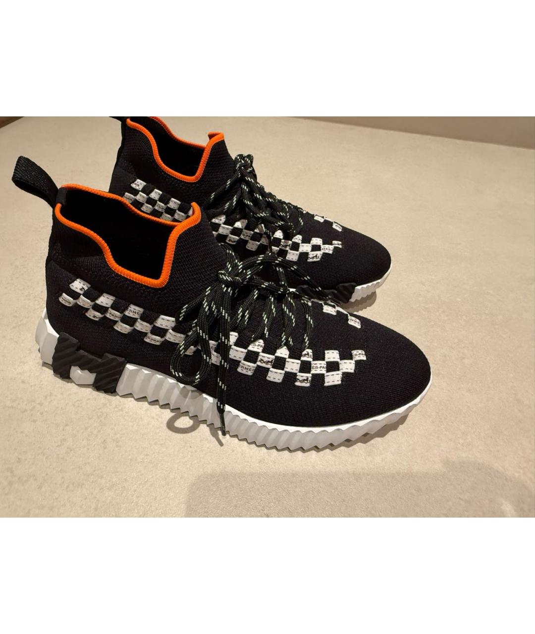 HERMES Черные текстильные кроссовки, фото 4