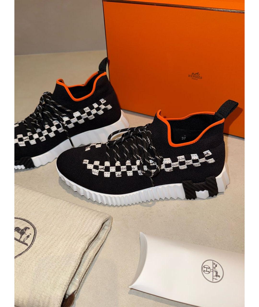 HERMES Черные текстильные кроссовки, фото 2