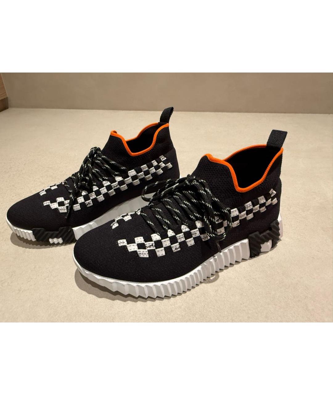 HERMES Черные текстильные кроссовки, фото 3