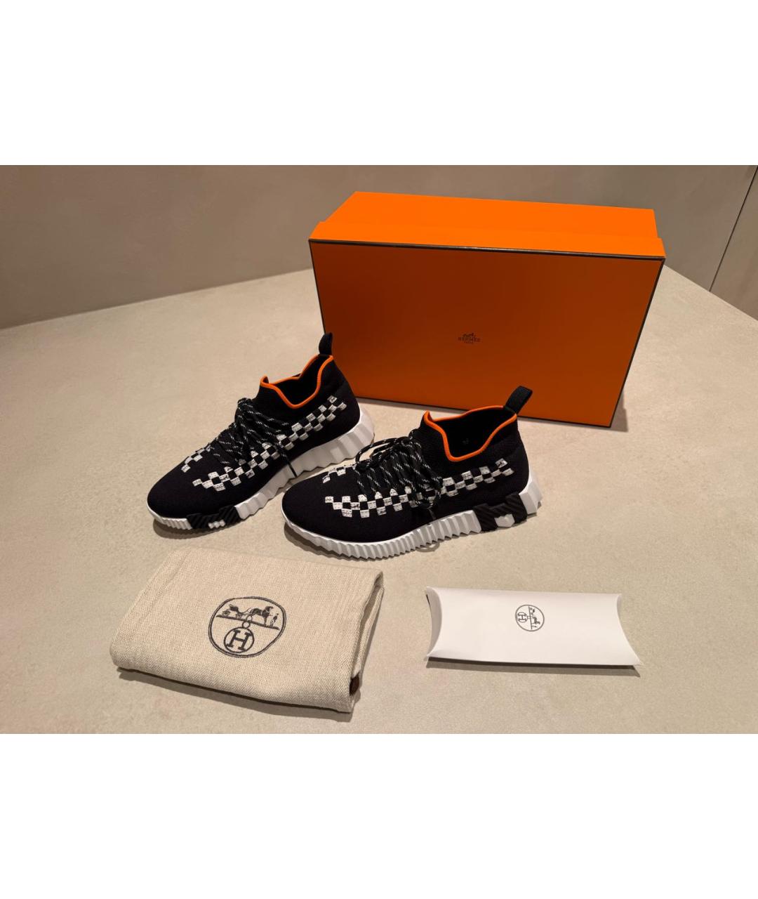 HERMES Черные текстильные кроссовки, фото 6