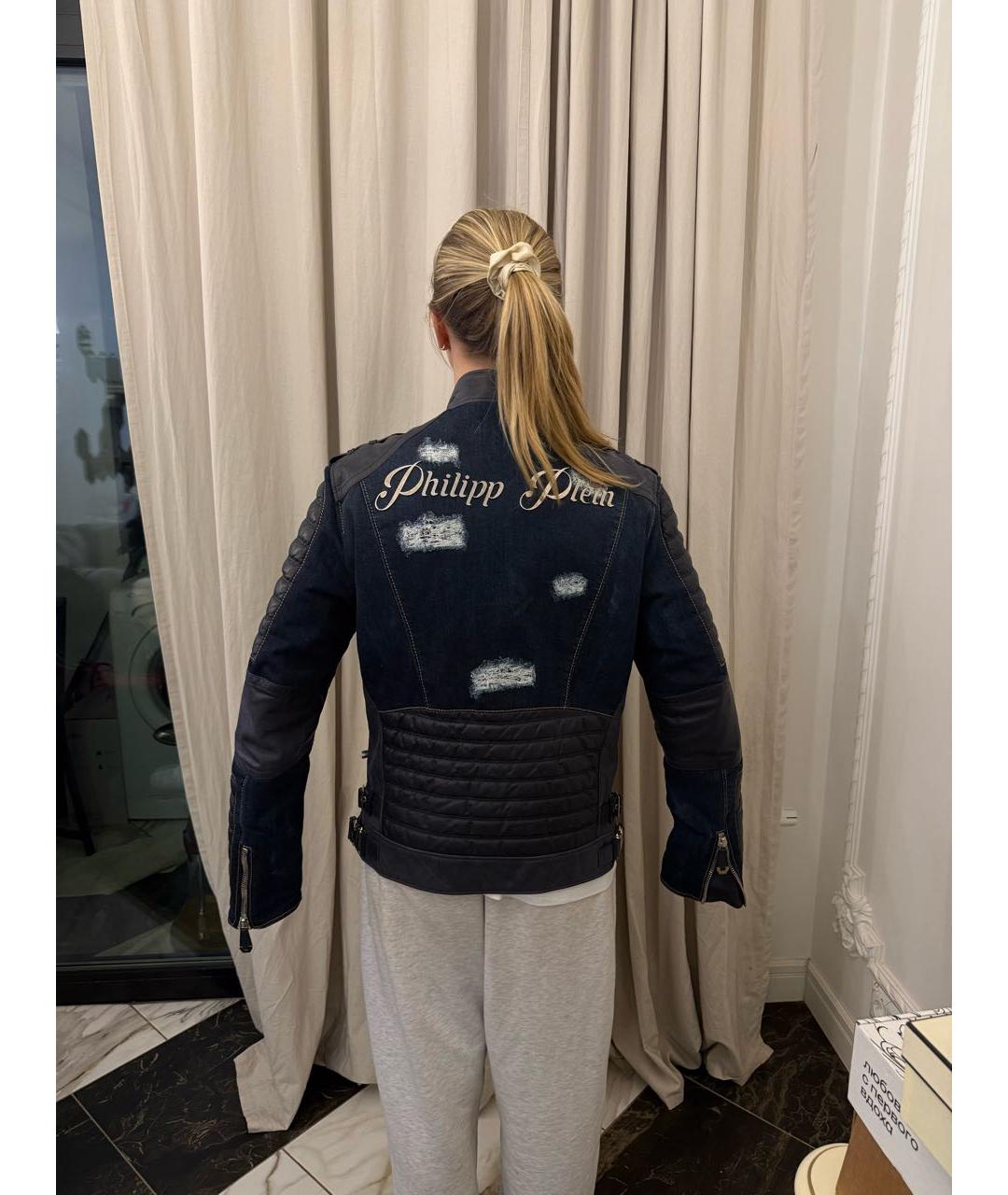 PHILIPP PLEIN Темно-синяя деним куртка, фото 2