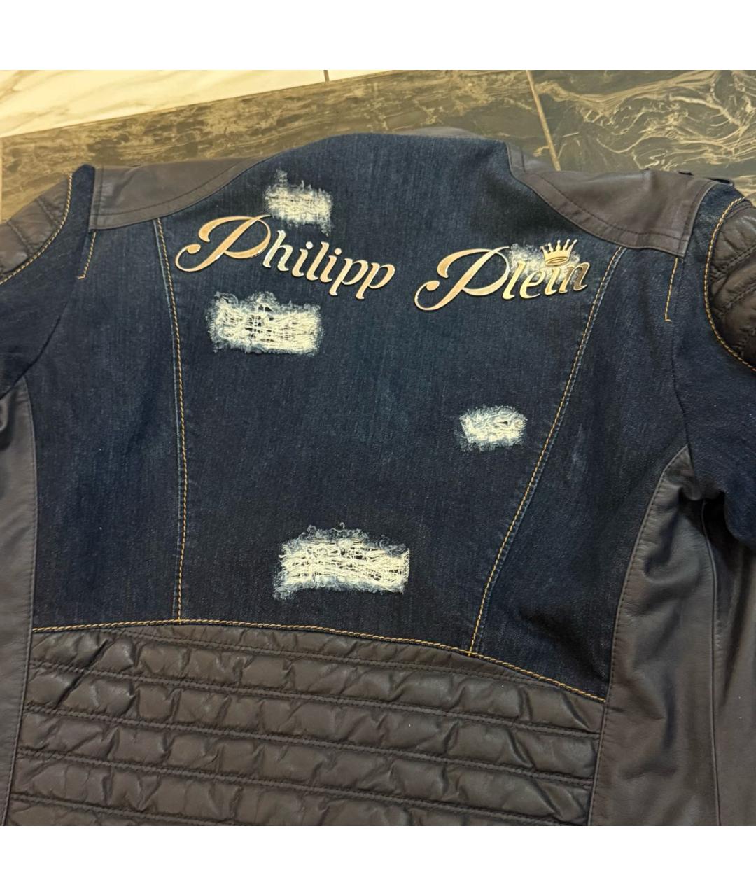 PHILIPP PLEIN Темно-синяя деним куртка, фото 3