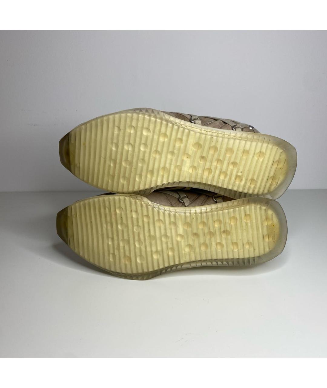 RICK OWENS Бежевые нубуковые низкие кроссовки / кеды, фото 5