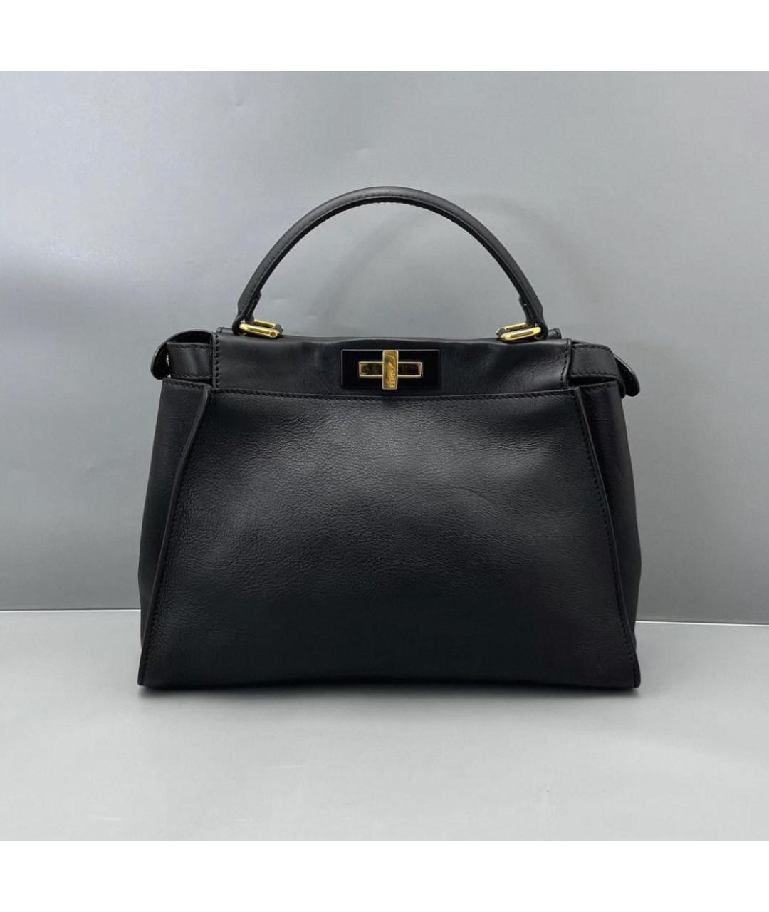 FENDI Черная кожаная сумка через плечо, фото 2