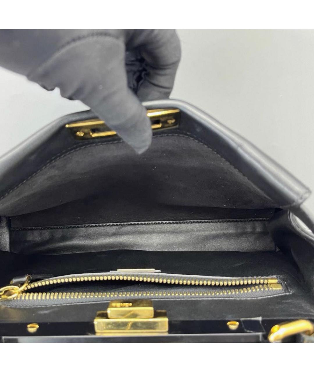 FENDI Черная кожаная сумка через плечо, фото 5