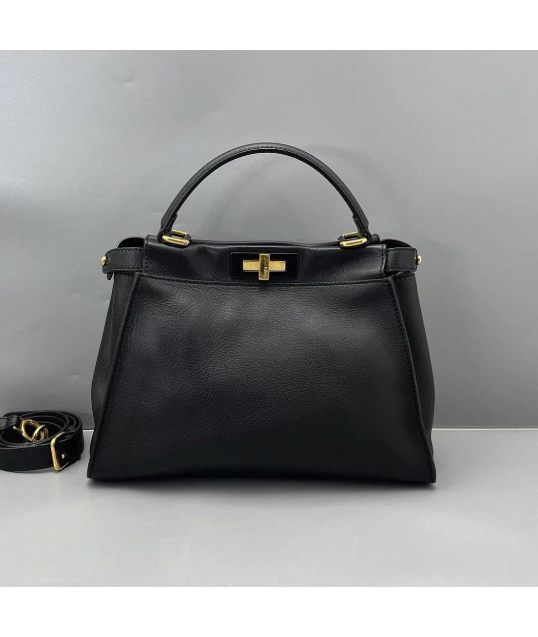 FENDI Черная кожаная сумка через плечо, фото 6