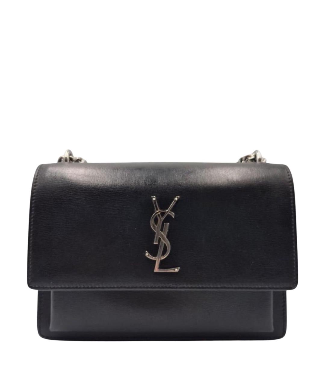 SAINT LAURENT Черная кожаная сумка через плечо, фото 1