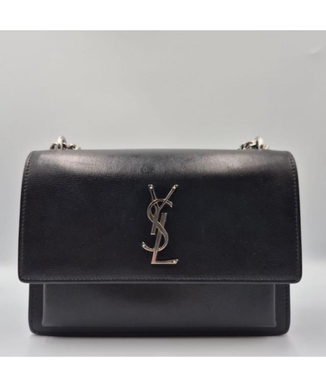 SAINT LAURENT Черная кожаная сумка через плечо, фото 5