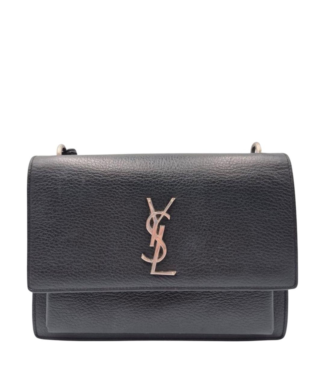 SAINT LAURENT Черная кожаная сумка через плечо, фото 1