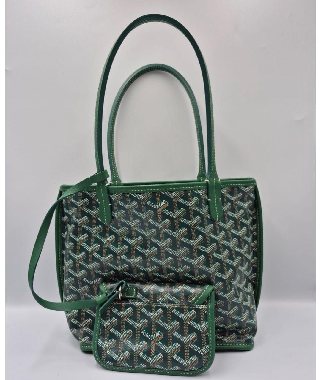 GOYARD Зеленая кожаная сумка с короткими ручками, фото 4