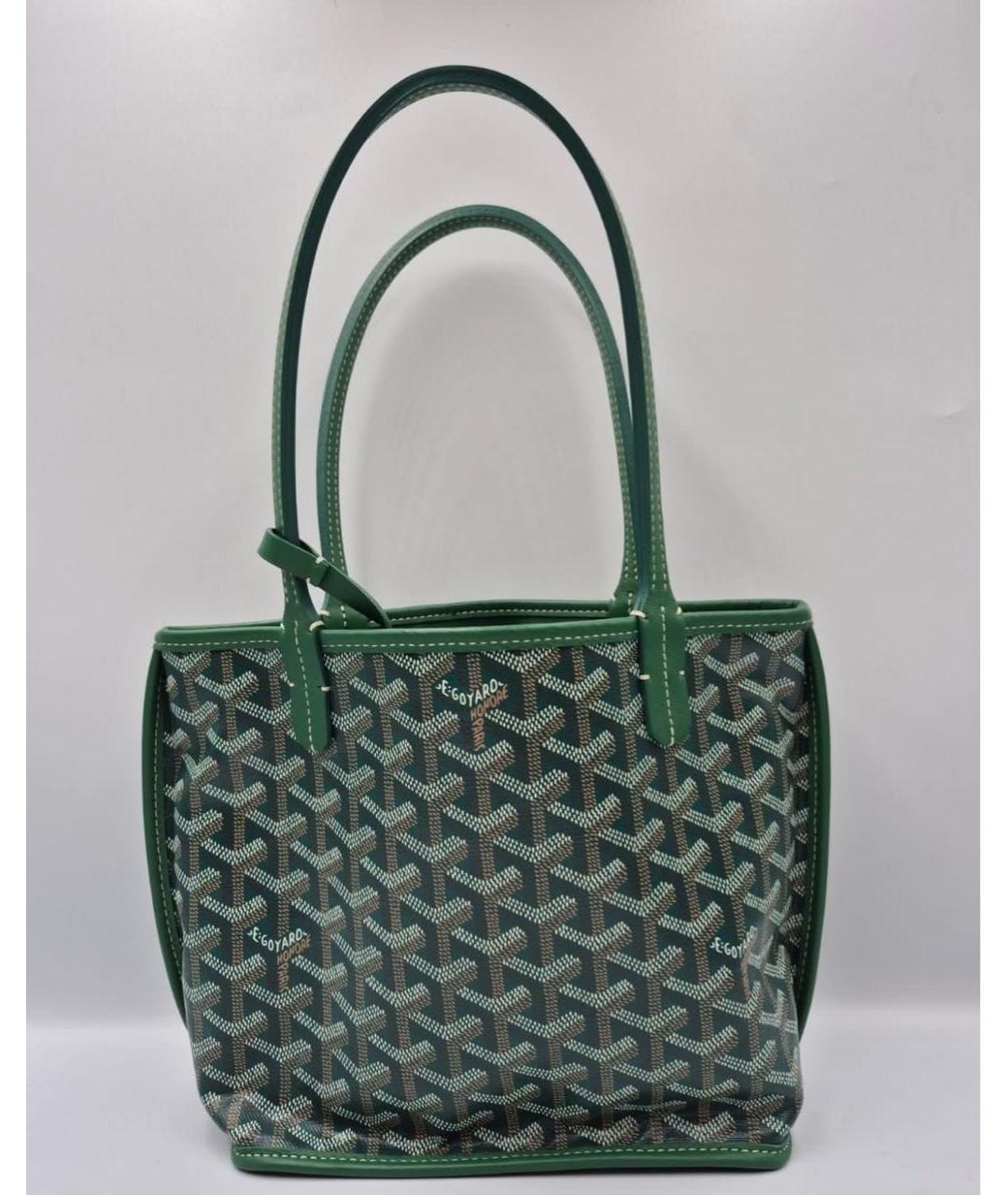 GOYARD Зеленая кожаная сумка с короткими ручками, фото 2