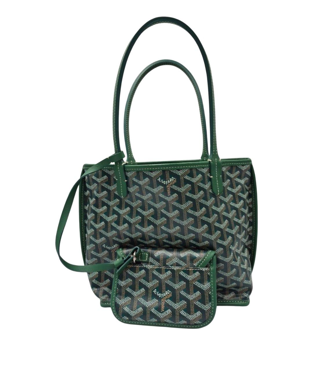 GOYARD Зеленая кожаная сумка с короткими ручками, фото 1