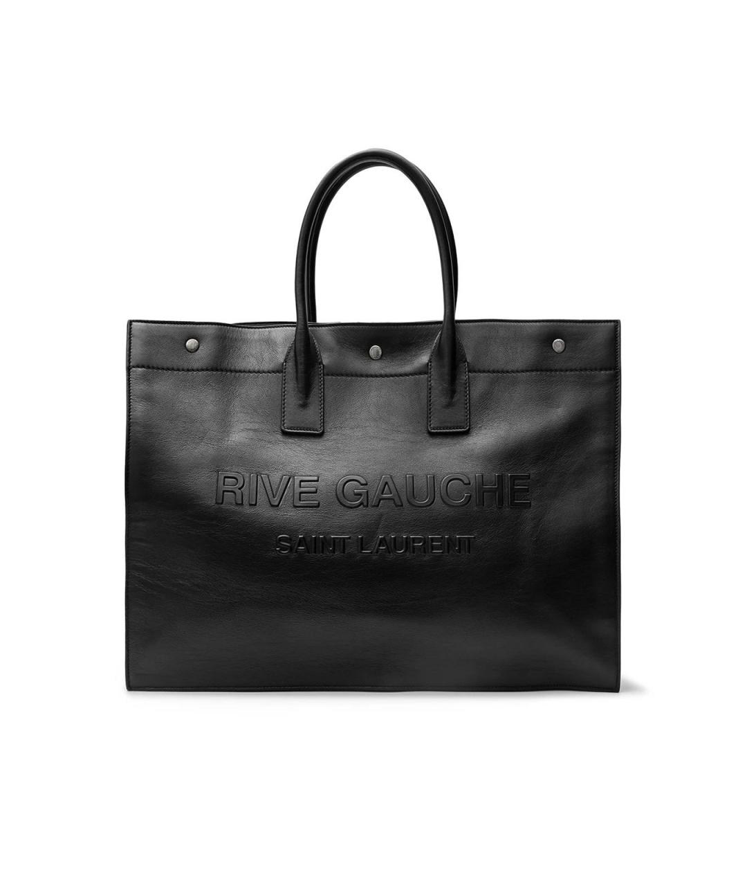 SAINT LAURENT Черная кожаная сумка тоут, фото 5