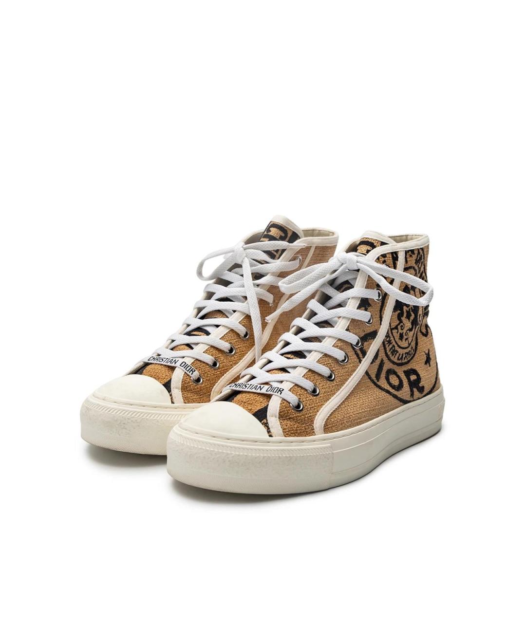 CHRISTIAN DIOR Коричневые текстильные кеды, фото 2