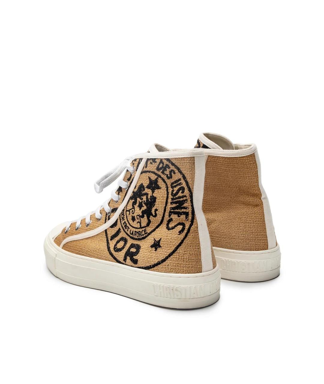 CHRISTIAN DIOR Коричневые текстильные кеды, фото 3