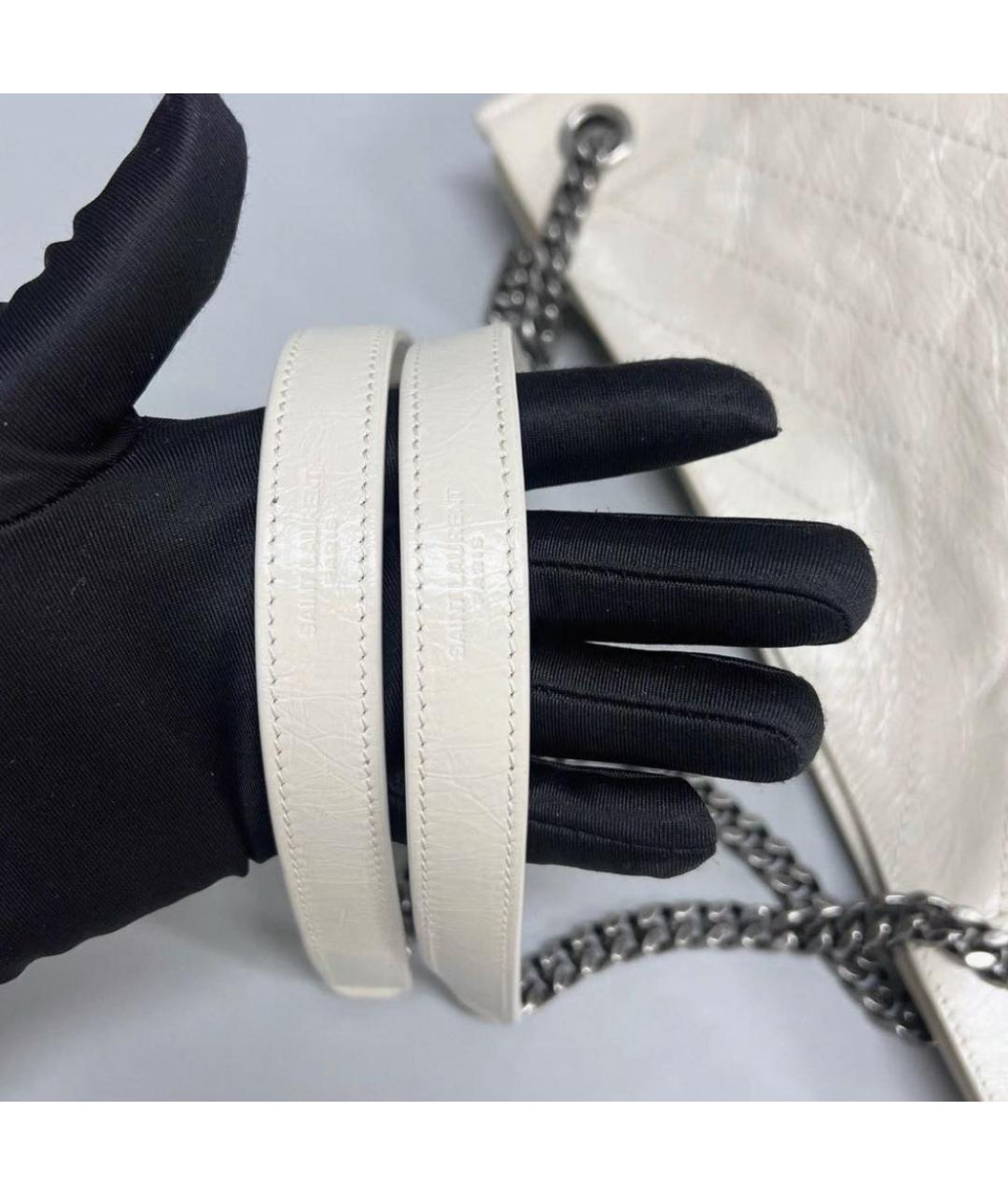 SAINT LAURENT Белая кожаная сумка тоут, фото 3