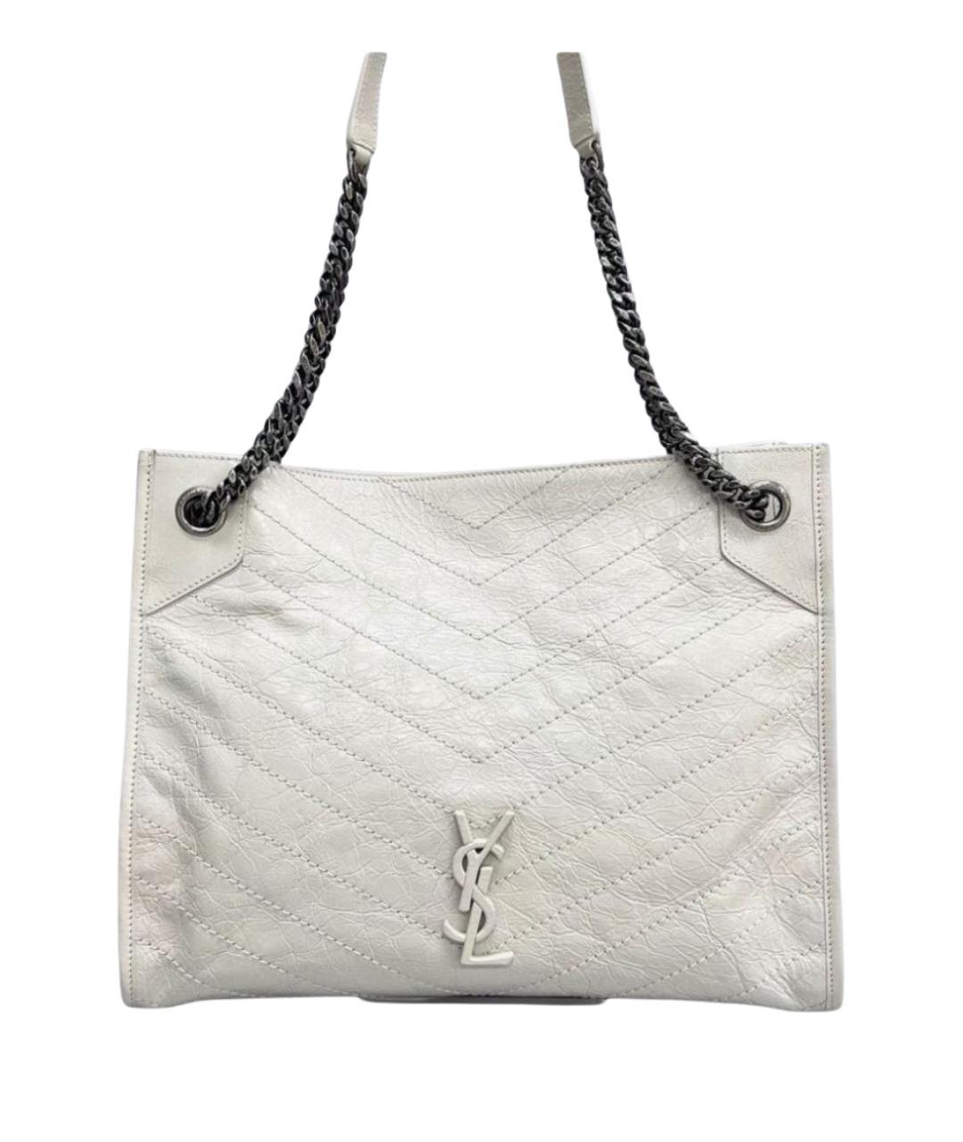 SAINT LAURENT Белая кожаная сумка тоут, фото 1