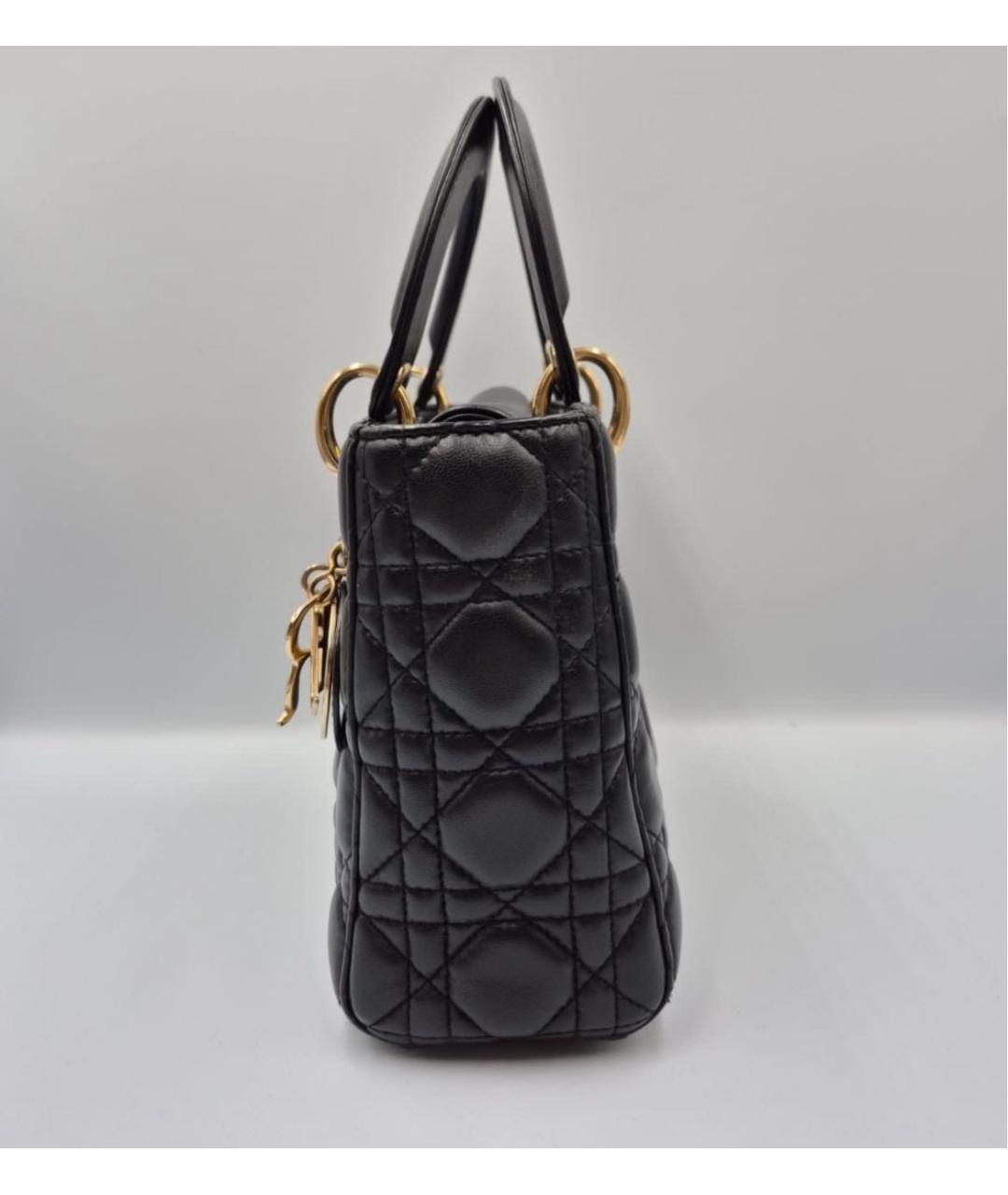 CHRISTIAN DIOR Черная кожаная сумка с короткими ручками, фото 4