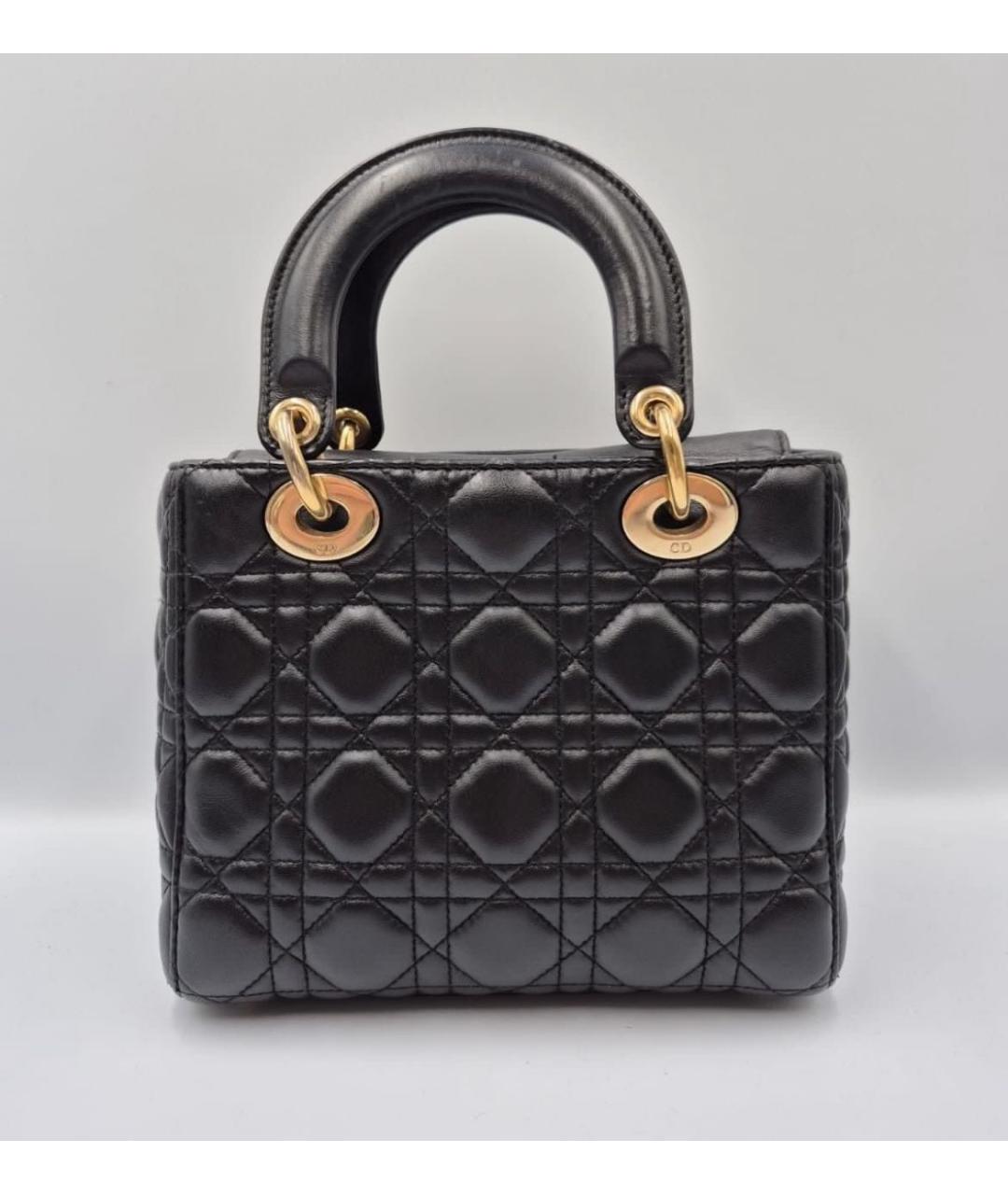 CHRISTIAN DIOR Черная кожаная сумка с короткими ручками, фото 3