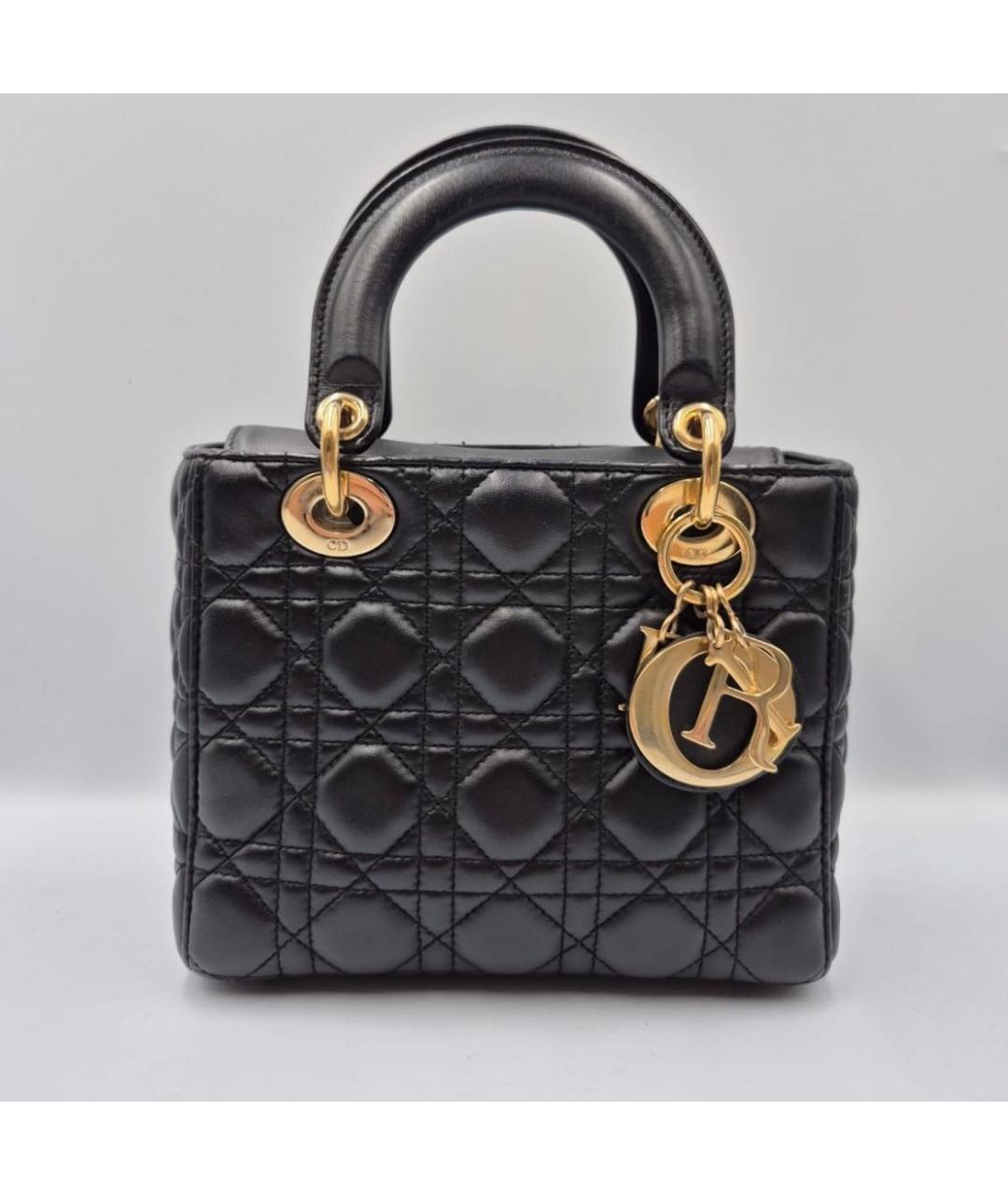 CHRISTIAN DIOR Черная кожаная сумка с короткими ручками, фото 5