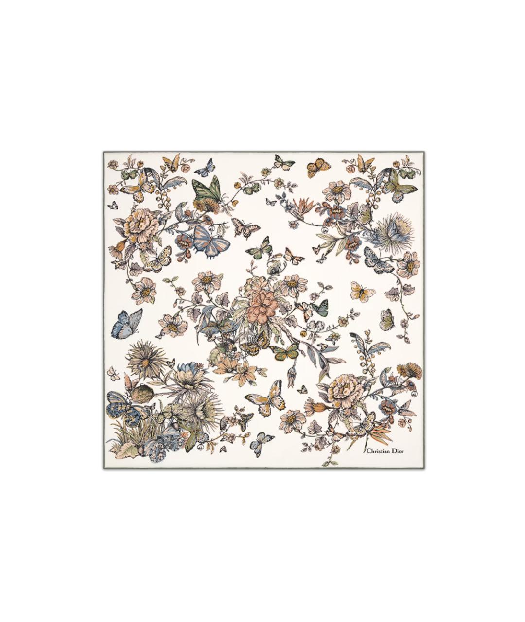 CHRISTIAN DIOR Белый шелковый шарф, фото 1