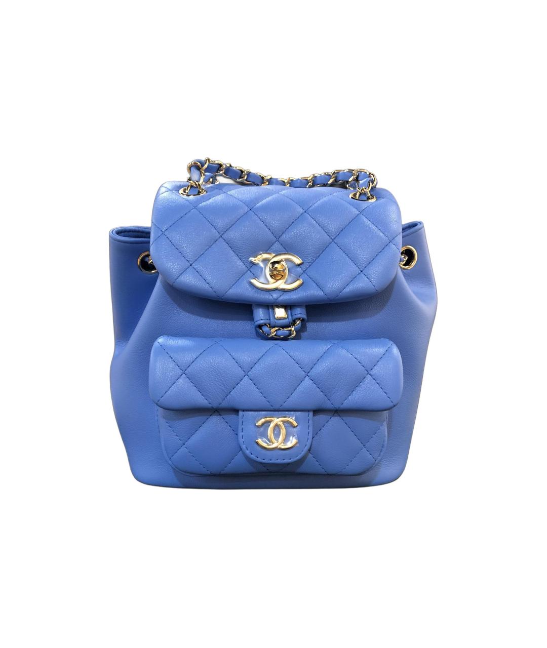 CHANEL Синий кожаный рюкзак, фото 4