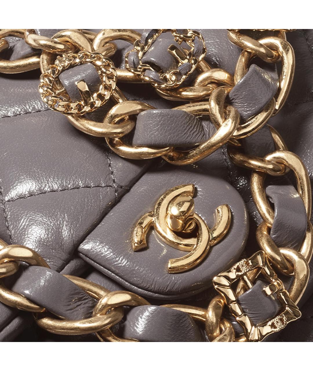 CHANEL Серая кожаная сумка через плечо, фото 3