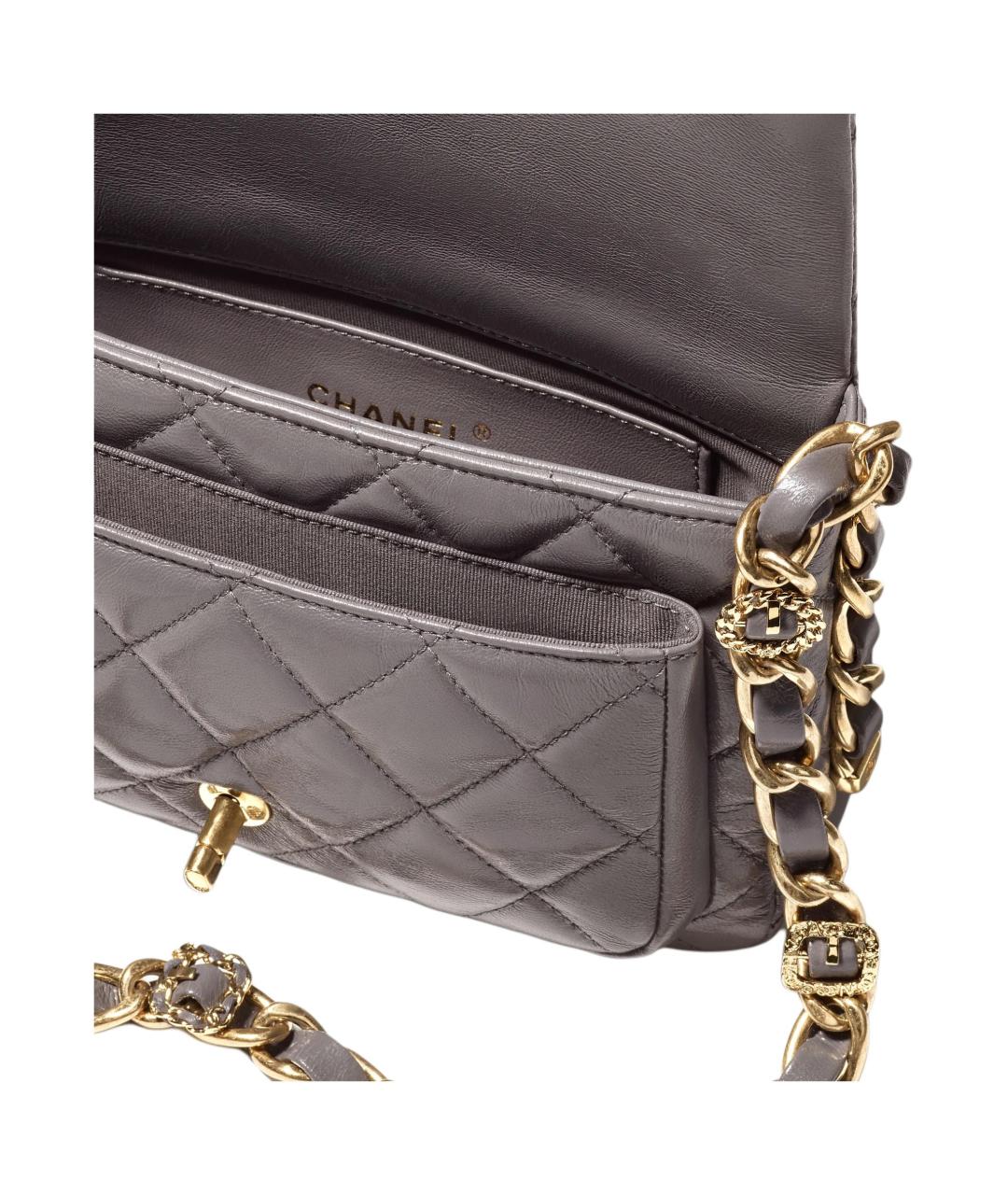 CHANEL Серая кожаная сумка через плечо, фото 4