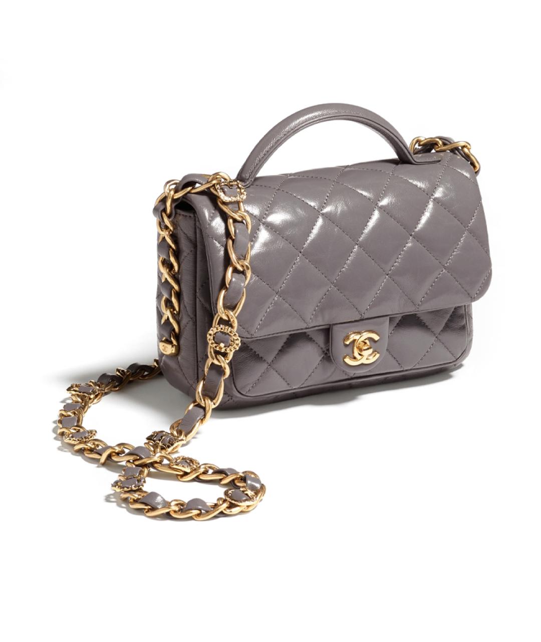 CHANEL Серая кожаная сумка через плечо, фото 2