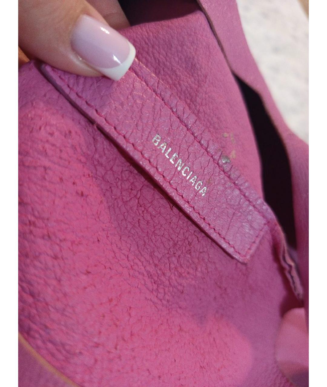 BALENCIAGA Розовая кожаная сумка тоут, фото 5