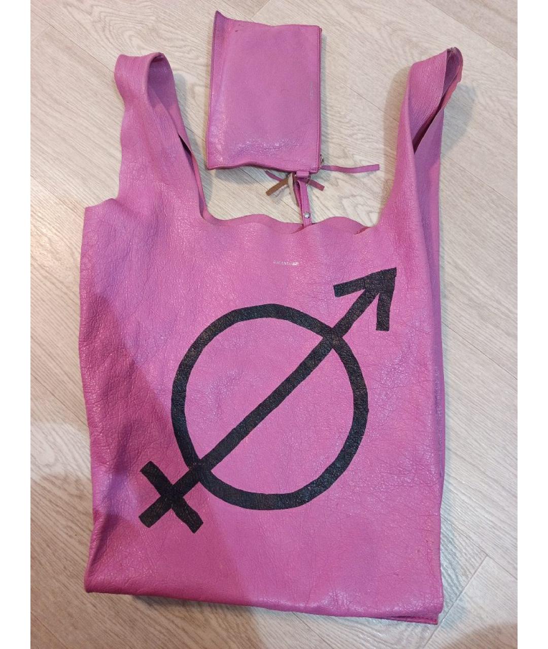 BALENCIAGA Розовая кожаная сумка тоут, фото 3