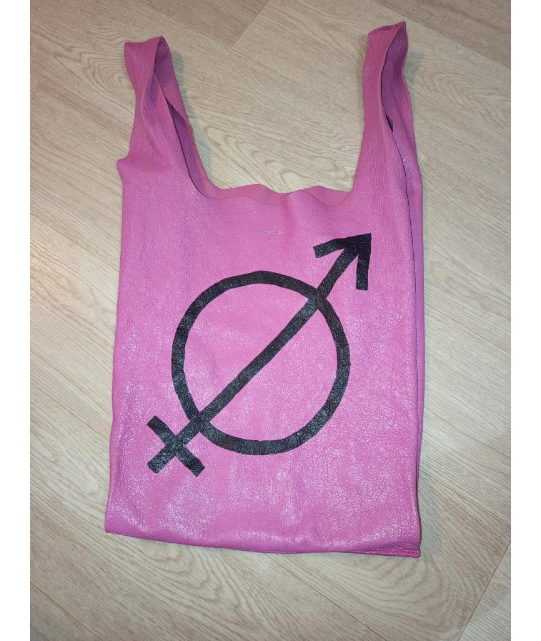 BALENCIAGA Розовая кожаная сумка тоут, фото 1