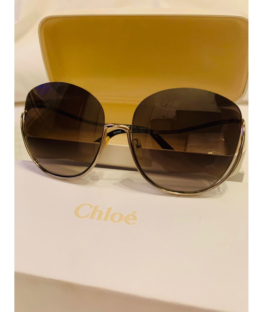 CHLOE Коричневые металлические солнцезащитные очки, фото 8