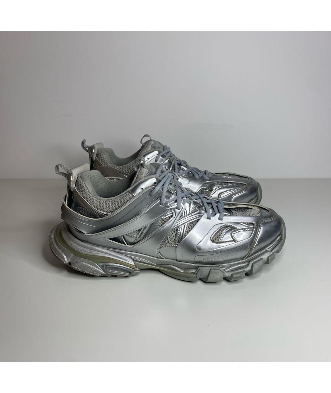 BALENCIAGA Серебряные низкие кроссовки / кеды из искусственной кожи, фото 9