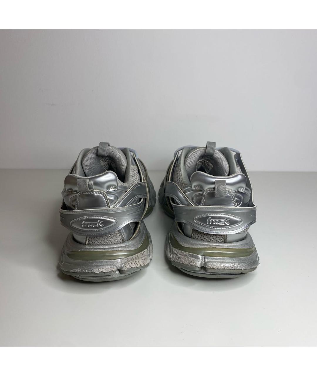 BALENCIAGA Серебряные низкие кроссовки / кеды из искусственной кожи, фото 4